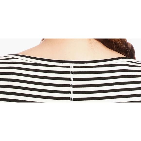 Karen Kane Boat Neck Striped Top 3/4 Sleeve Shirt | Plus 3x, Black White NEW $98 - Picture 5 of 5